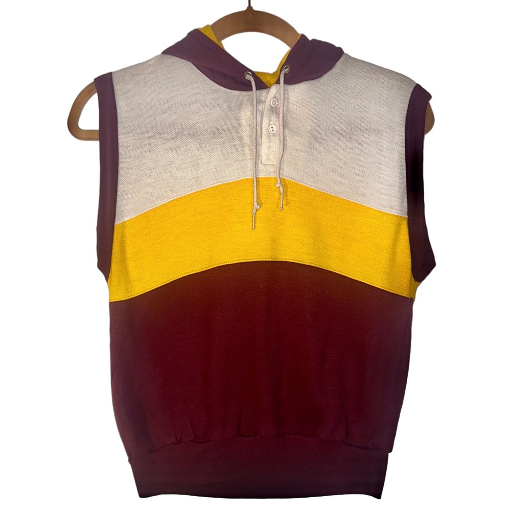 BIKE Hooded Sleeveless Pullover Sweatshirt Womens Small Fleece Fall Colors